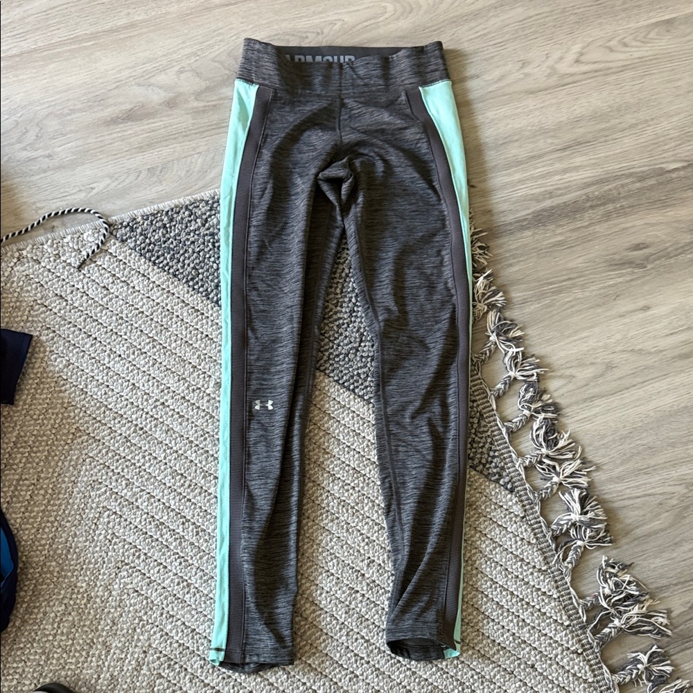 Under Armour Kids' Charcoal and Mint Leggings